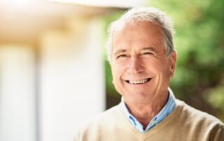 A happy senior man enjoying spending time at the local senior living communities